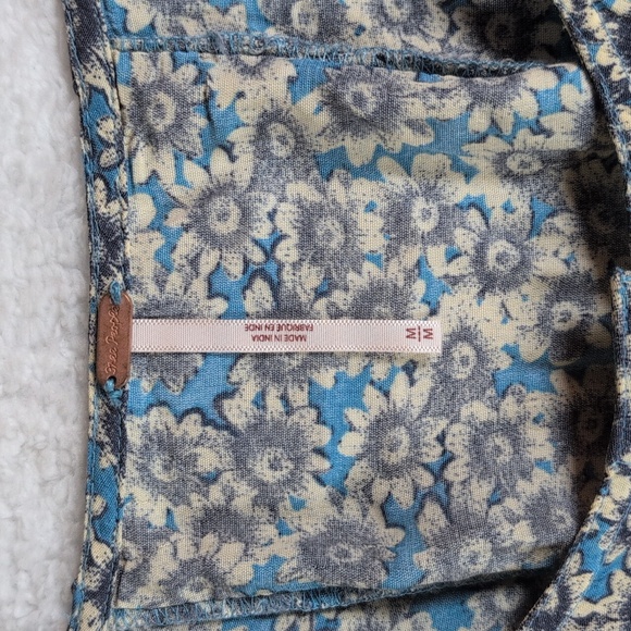 Free People Blue and Cream Floral Mini Dress - Picture 3 of 7